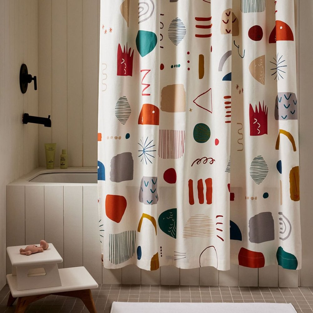 New West Elm Organic Modern Mix Shower Curtain